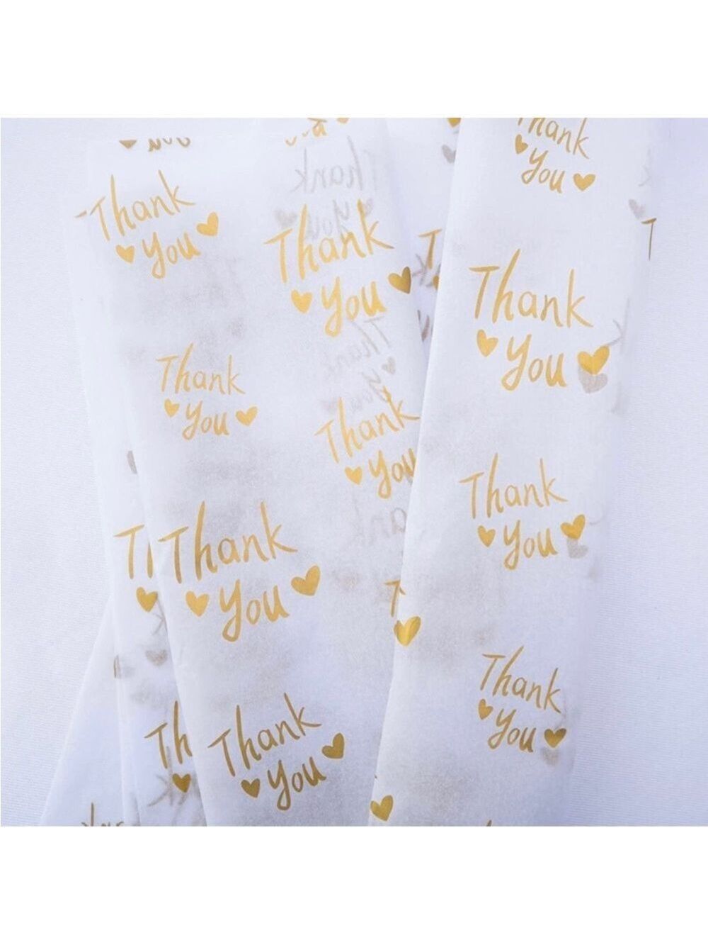 25 Thank You Tissue Paper Sheets, 20x14 PRICE IS FIRM White and Gold - Picture 2 of 3